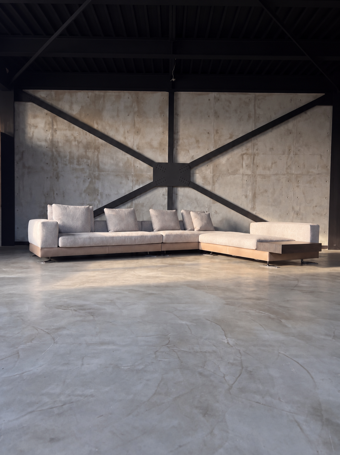 Minotti Whiteの照明演出イメージ、朝。生成画像