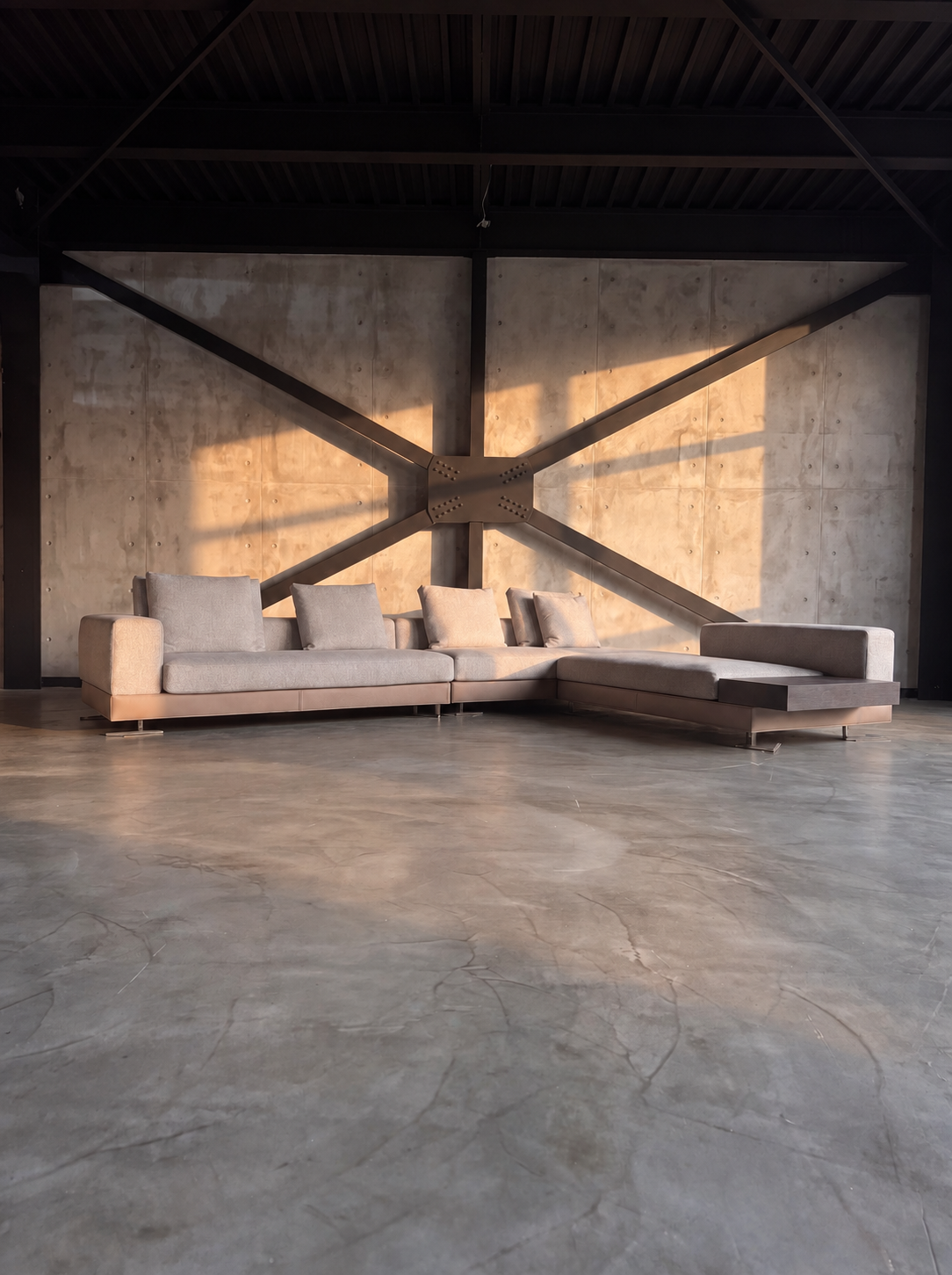 Minotti Whiteの照明演出イメージ、午後。生成画像